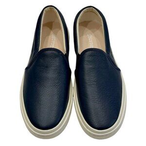 Soludos Dark Blue Leather Slip-On Sneakers